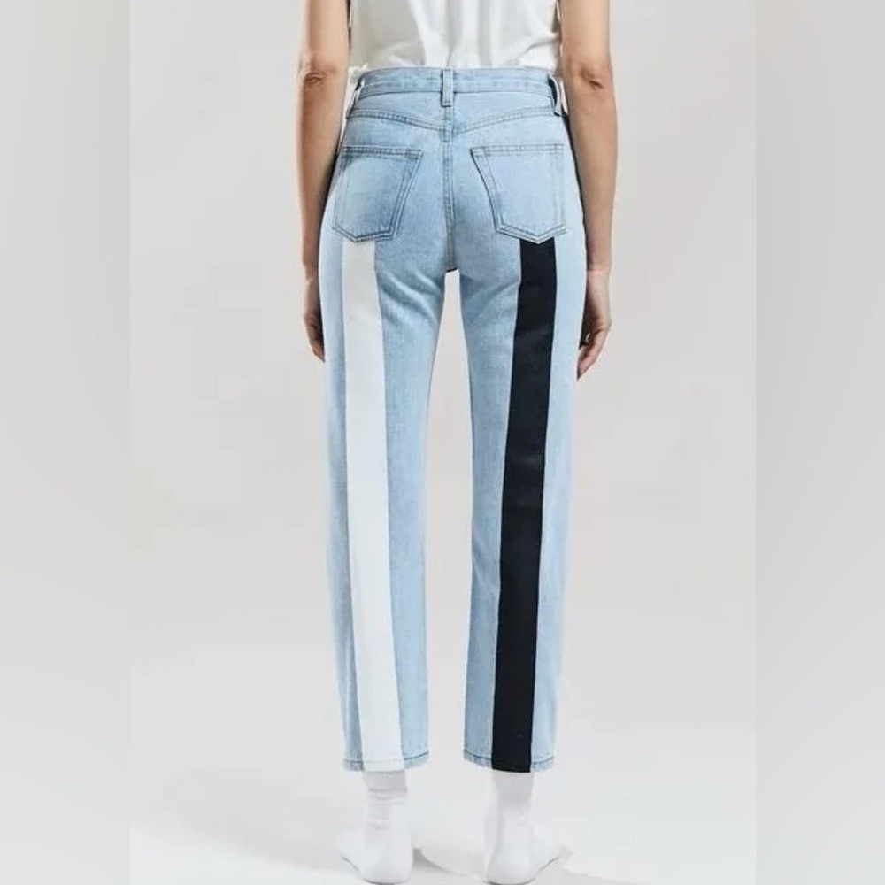 Still Here Tate Jeans with Black and White Paint Stripe Size 24